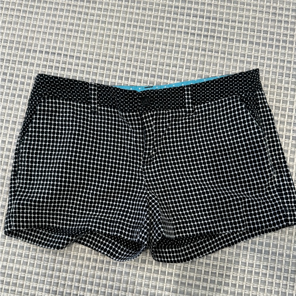 Merona Chambray Short Shorts Mid Rise Womens Size 6 Black Polka Dot